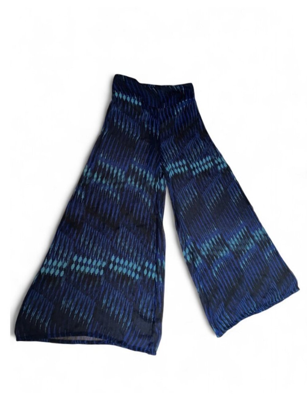 Sheer Cover-Up Pants Resortwear Flowy Wide Leg Pant Blue Beach Poolside Luxury M